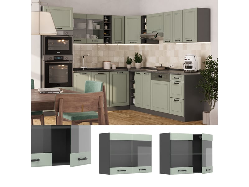  Vicco armoire en verre, mint campagneanthracite, 80cm  - Conforama D