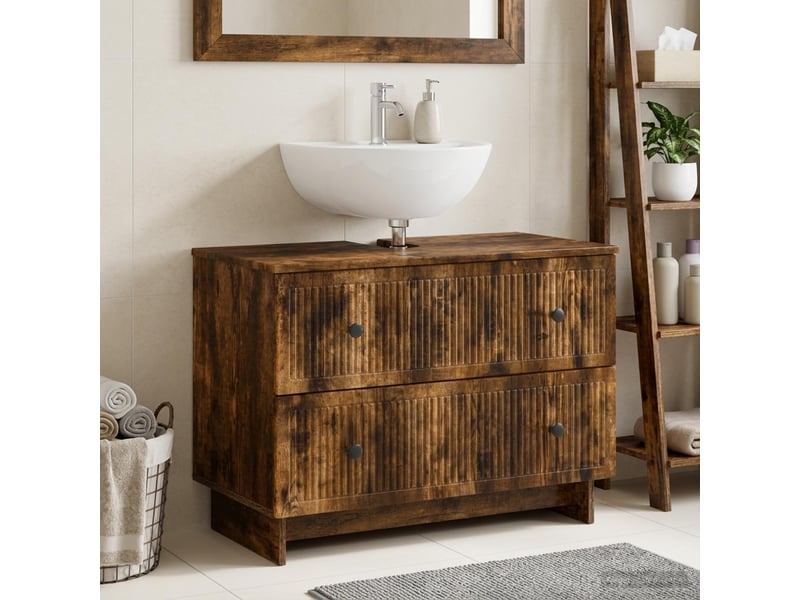  Meuble sous lavabo de salle de bain ede chêne fumé cf64874  - Conforama B