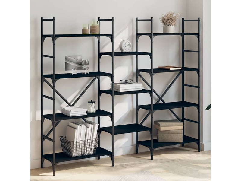  Bibliothèque, meuble de rangement salon noir 160x28,5x136,5 cm bois d'ingénierie  - Conforama B