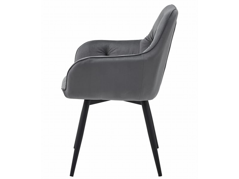 Family chaise - velours gris foncépieds noirs x 1  - Conforama E