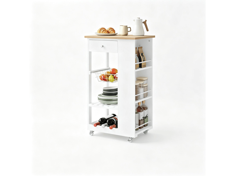  Desserte de cuisine 56,5x37x87 cm mobile mdf métal blanche  - Conforama A