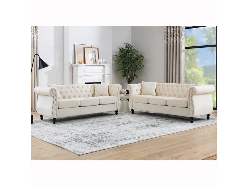 Canapé moderne - canapé en velours de style chersfield avec pieds en bois d'hévéa en forme de bouteille, réf. W3349s00145 - Conforama A