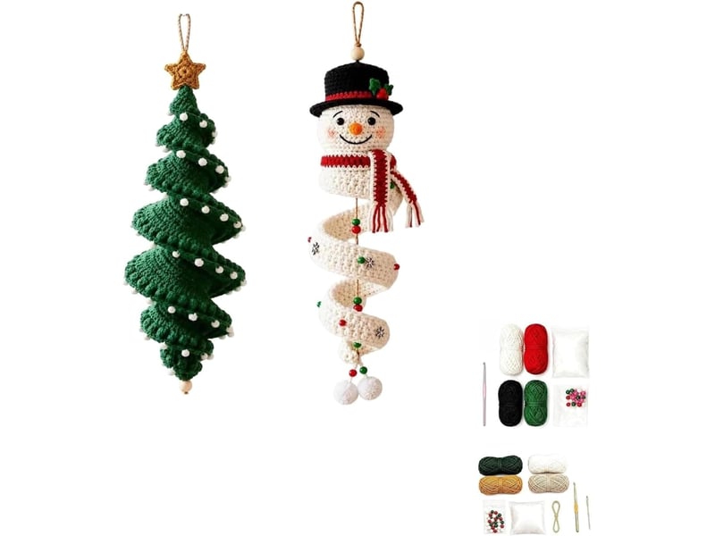  Lot de 2 kits diy crochet bonhomme de neige en spirale – pour débutants, ornements de noël à réaliser soi-même-style 3  - Conforama A