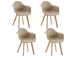 Lot de 4 chaises de salle à manger -pieds en hêtre - chaises de salle à manger scandinaves - beige