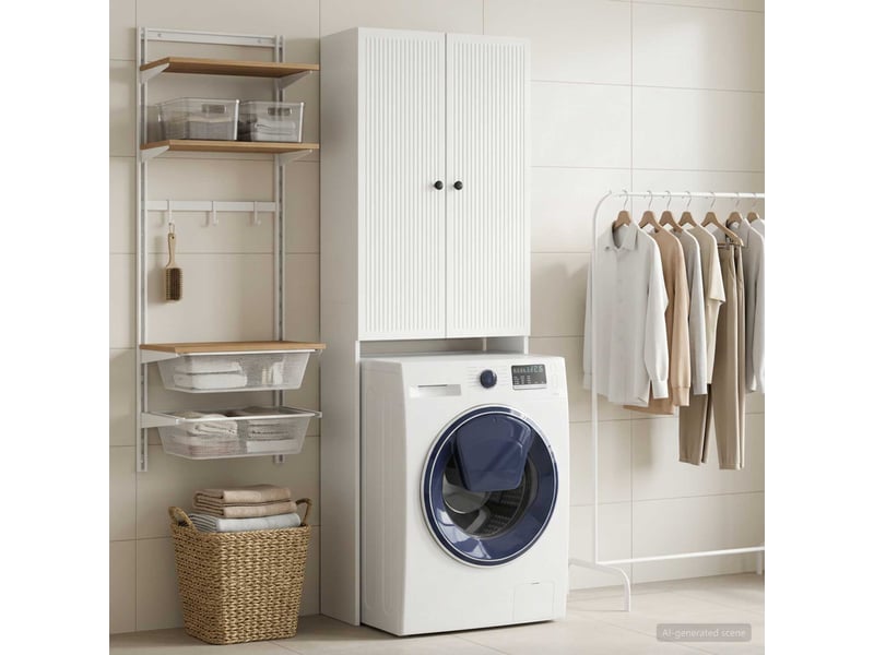  Armoire de toilette, meuble de toilette ede blanc brillant 66x25.5x190 cm  - Conforama C