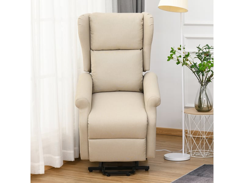  Fauteuil de relaxation, fauteuil releveur inclinable, tissus, 74x94x111cm, crème  - Conforama C