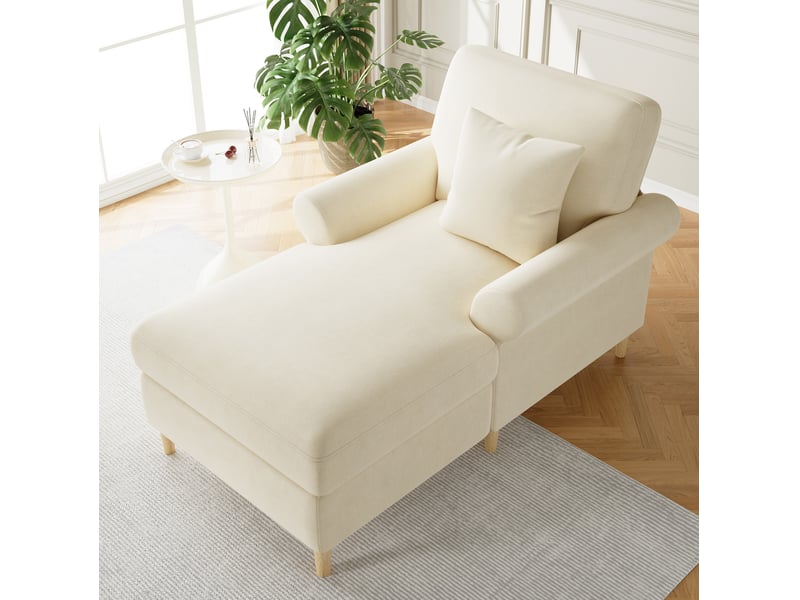 Fauteuil relax inclinable 1 place en velours beige avec coussin, pour vos moments de lecture et de détente  - Conforama E