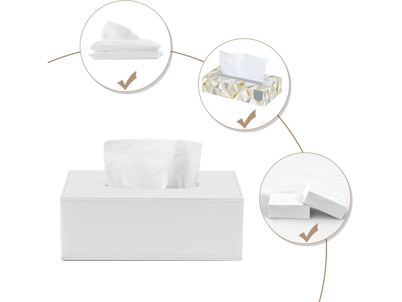  Boîte à mouchoirs en cuir haut de gamme et élégante - convient pour la maison, le bureau, la voiture, etc. - 1 pièce (blanche)  - Conforama C
