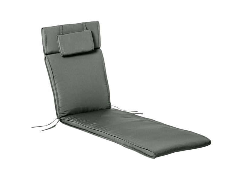  Coussin pour bain de soleil 198 x 53 x 5 cm – gris – têtière amovible en polyester, housse lavable  - Conforama A