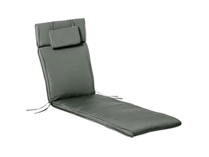 Coussin pour bain de soleil 198 x 53 x 5 cm – gris – têtière amovible en polyester, housse lavable