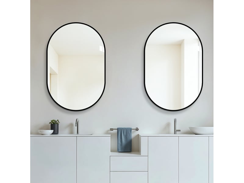  Miroir mural arche 60 x 90 cm – noir – cadre aluminium, pose verticale ou horizontale – verre miroir sans cuivre  - Conforama D