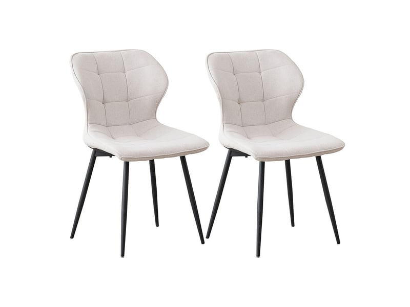  Lot de 2 chaises - pieds en métal - dossier assise rembourrée pour cuisine salon chambre bureau - style rétro - blanc  - Conforama A