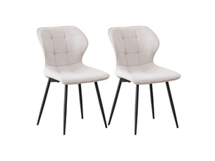 Lot de 2 chaises - pieds en métal - dossier assise rembourrée pour cuisine salon chambre bureau - style rétro - blanc