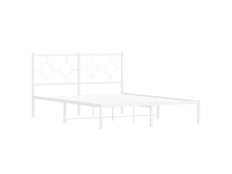  Lit double- lit adulte -  cadre de lit métal sans matelas et tête de lit blanc 135x190 cm  - Conforama B