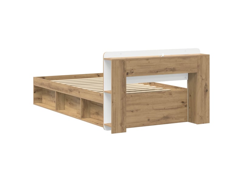 Lit simple- lit adulte - cadre de lit avec rangement chêne artisanal 100 x 200 cm - Conforama D