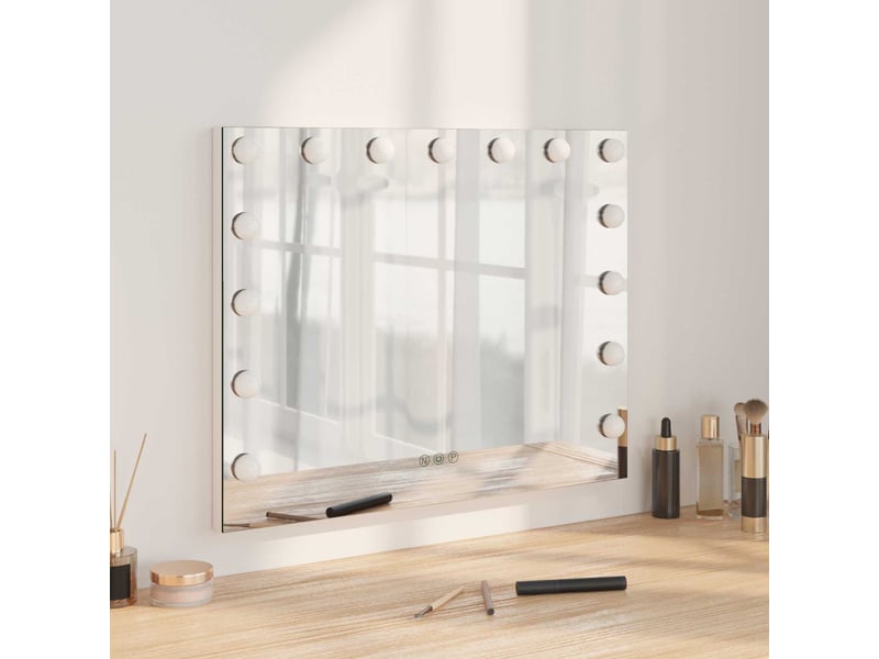 Miroir de coiffure led blanc 58 x 10 x 47 cm verre et acier cf62699 - Conforama B