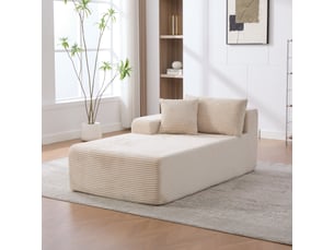 Méridienne canapé modulable en tissu chenille couleur ivoire confort nuage et design moderne pour salon contemporain