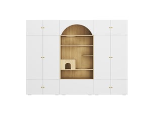 Armoire multifonction 3 en 1 penderie 270 cm - 12 compartiments blanc et aspect bois