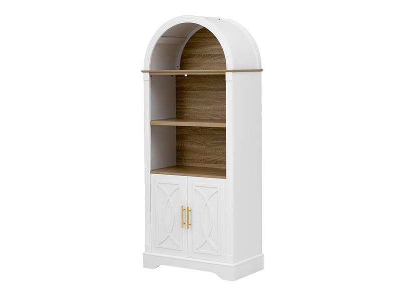  Buffet haut 2 portes 3 niches avec led blanc 76.2x40.1x180 cm  - Conforama B