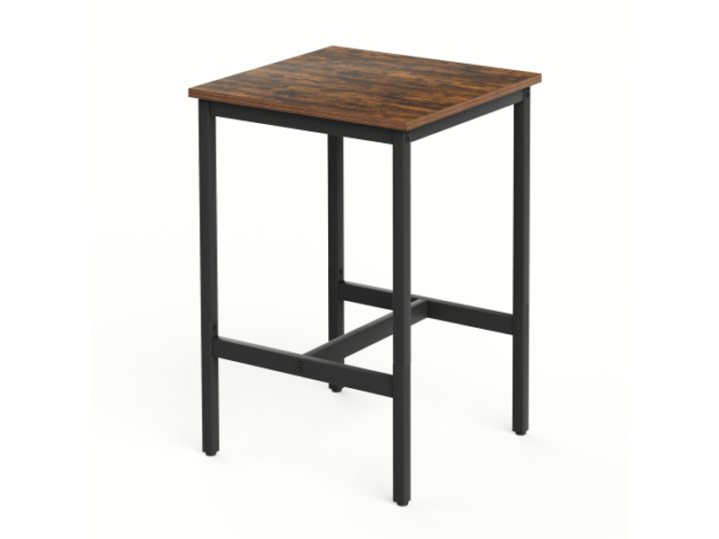 Table de bar industrielle avec tabourets - cadre métal, plateau brun rustique - 60x60x90 cm - salle à manger et salon - Conforama D