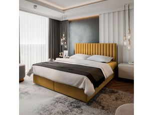 Lit avec rangement 180x200 cm <strong>MASSENO</strong>  <strong></strong> coloris jaune