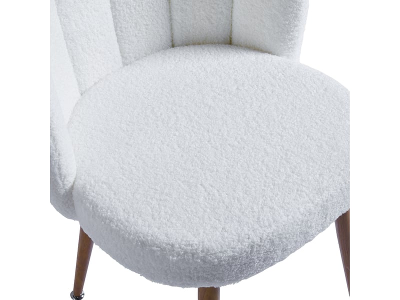  Lot de 2 chaises de salle à manger,60x54x77 cm,tissu teddy,blanc  - Conforama E