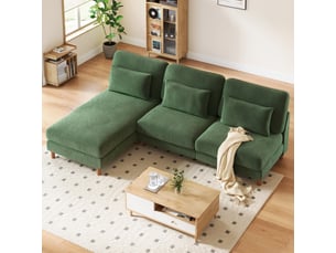 Canapé d'angle réversible fixe NECHE 256x160x88cm 3 places Velours Vert