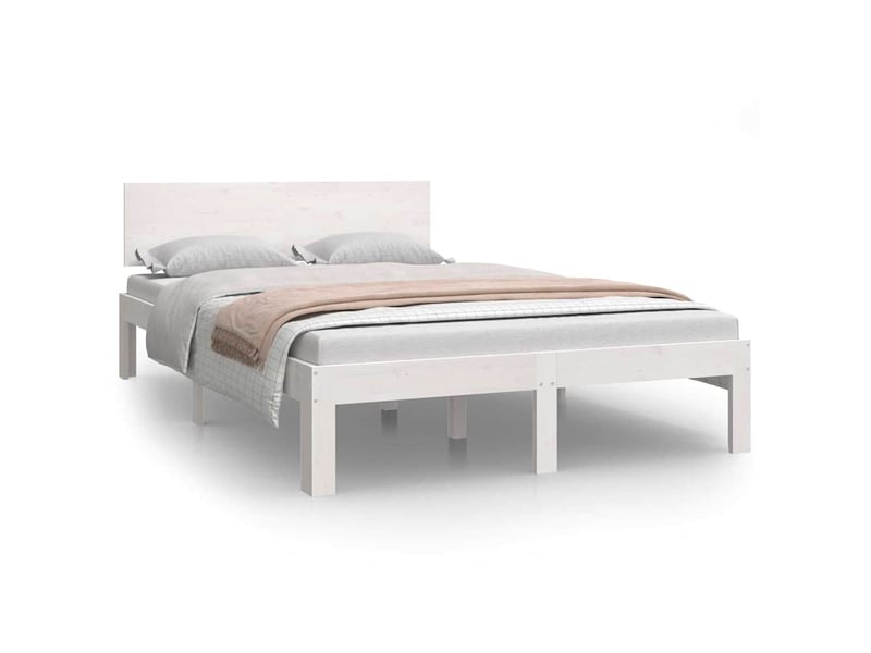  Lit double- lit adulte -  cadre de lit sans matelas blanc bois de pin massif 120x200 cm  - Conforama A