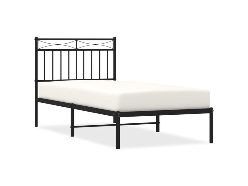 Lit simple- lit adulte -  cadre de lit métal sans matelas avec tête de lit noir 90x190 cm  - Conforama A