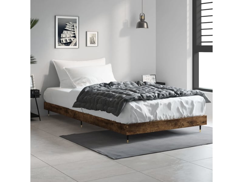  Lit simple- lit adulte -  cadre de lit sans matelas chêne fumé 90x190cm bois d'ingénierie  - Conforama B