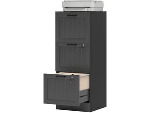 Caisson de bureau 3 tiroirs avec serrure en bois noir 40 x 40 x 101 cm