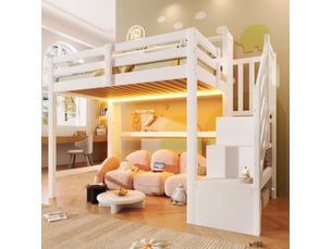 Lit mezzanine 90x200 cm <strong>OKWISH</strong>  <strong></strong> coloris blanc