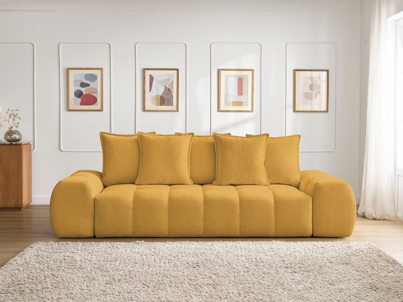  Bobochic canapé droit fixe 3 places everest tissu chiné jaune EVEREST - Conforama D