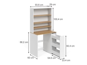 Vicco armoire pour machine à laver, blancchêne artisan, 93.6x88.2cm 2 pièces avec étagère