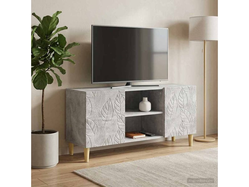  Meuble tv - banc tv - meuble de rangement 102 x 34,5 x 50 cm gris béton bois d'ingénierie  - Conforama B