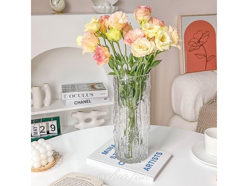  Vase cylindrique en verre transparent fait à la main 30 x 10 cm  - Conforama E
