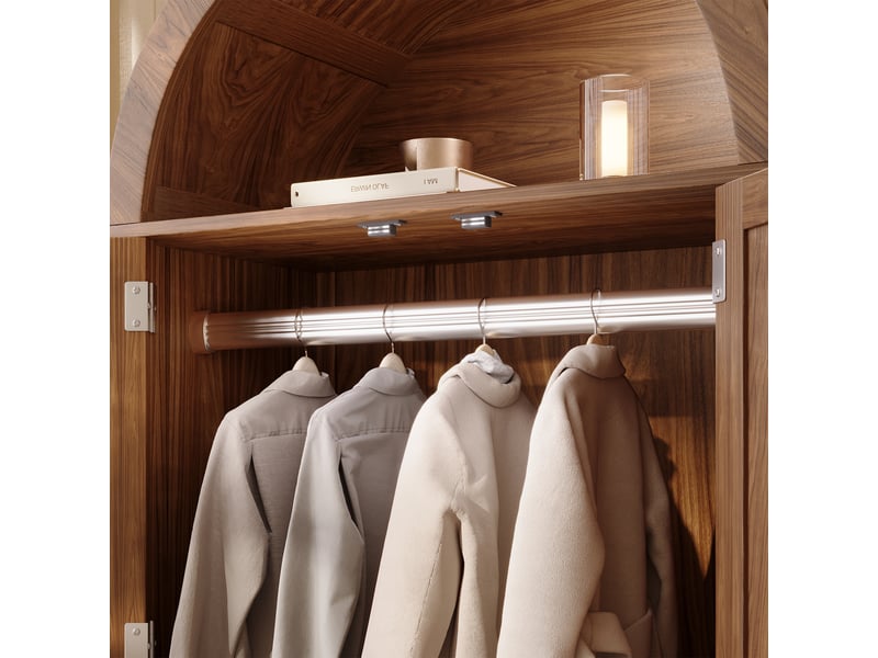  Armoire arquée 2 portes 78 × 45 × 181 cm, 2 tiroirs et rotin, aspect noyer IKSETERA TRADING LTD - Conforama R