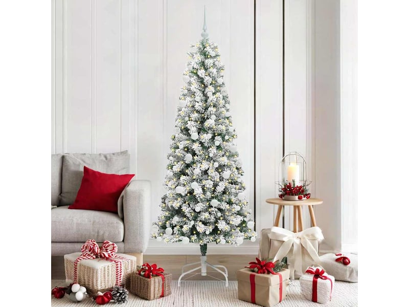  Sapin de noël, arbre de noël artificiel à branches articulées vert et blanc cf61125  - Conforama B