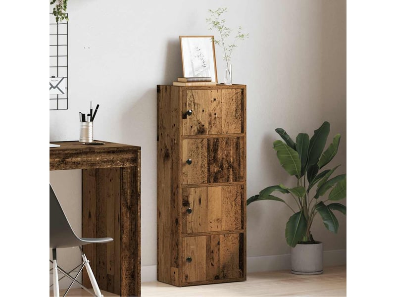  Bibliothèque, meuble de rangement salon vieux bois 40x24x102 cm bois d'ingénierie  - Conforama C