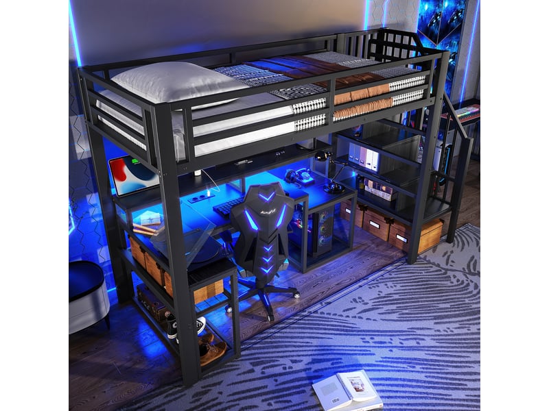  Lit superposé en métal noir 90x200 cm  - Conforama D
