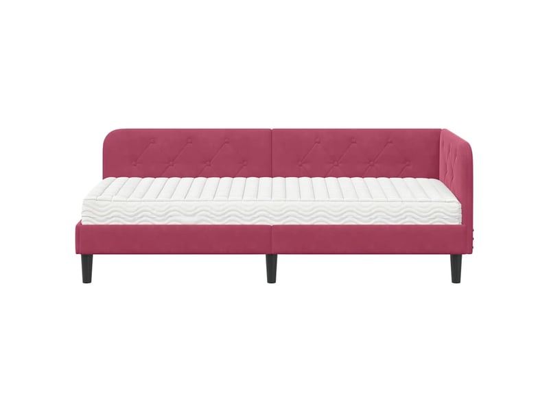 Lit simple- lit adulte - cadre de lit d'angle bordeaux 80 x 200 cm velours - Conforama D