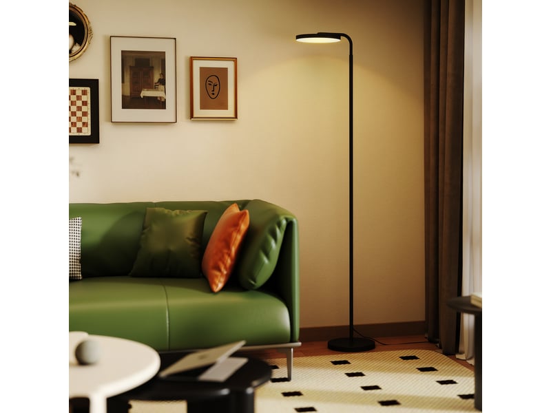  Lampadaire led, lampe sur pied à intensité variable, tête rotative 350 °, télécommande magnétique, 41x25x177cm, noir  - Conforama D