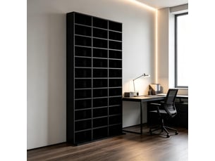 Bibliotheque coloris noir 33 étagère(s) <strong>KORFEE</strong> <strong></strong> - 36.25 cm x 102 cm