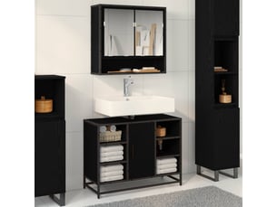 Ensemble de mobilier de salle de bain 2 pièces chêne noir cf64218