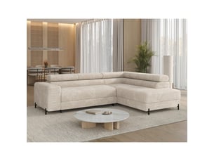 Canapé d'angle colesia convertible 5 places gris foncé velours côtelé – droit – 274x200cm