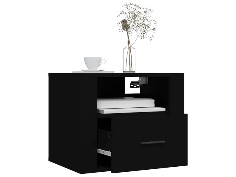  Lot de 2 tables de chevet - cabinet de chevet - table de nuit murales noir 50x36x40 cm  - Conforama C