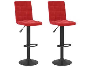 Lot de 2 tabouret de bar, chaise de bar rouge bordeaux velours shl57686