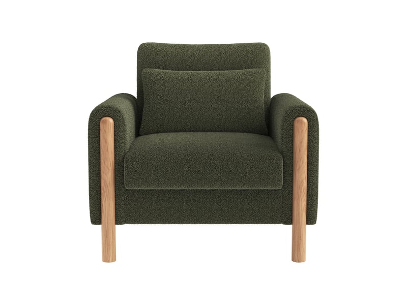  Fauteuil d'accent 87x83x88.5cm – fauteuil salon individuel avec coussin épais et oreiller lombaire – peluche – vert  - Conforama A