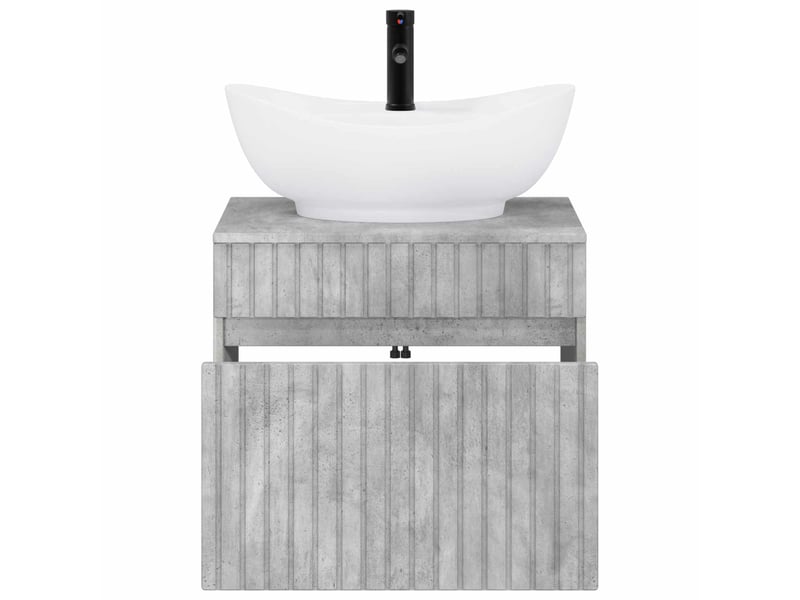 Ensemble de mobilier de salle de bain gris béton cf64681 - Conforama C