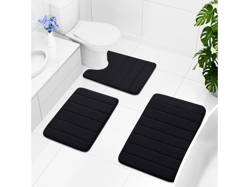  Tapis de bain en mousse à mémoire de forme antidérapant - 24 x 36 pouces - noir  - Conforama B